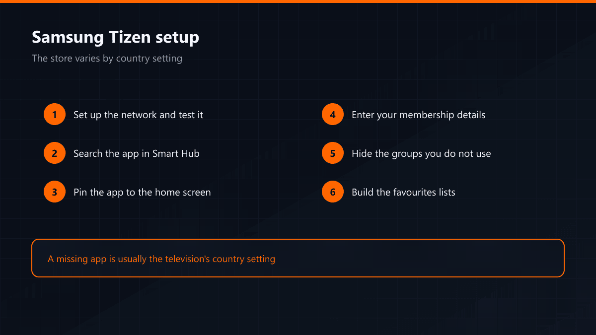 IPTV setup steps on Samsung Tizen
